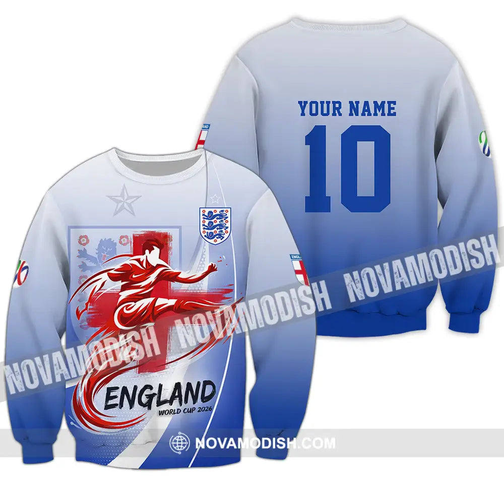 Unisex Shirt - Custom England FIFA World Cup 2026 3D Shirt Long Sleeve / S T-shirt