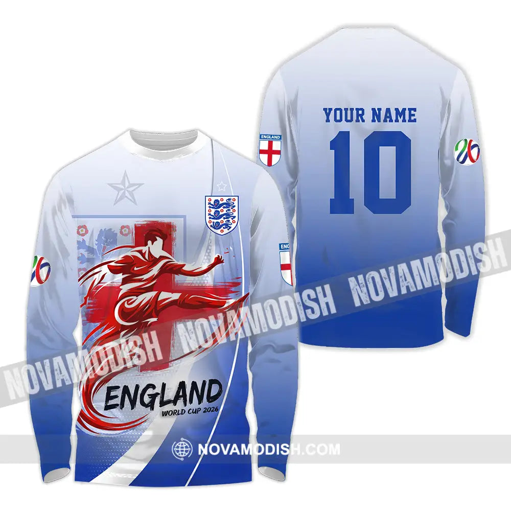 Unisex Shirt - Custom England FIFA World Cup 2026 3D Shirt Long Sleeve Shirt / S T-shirt