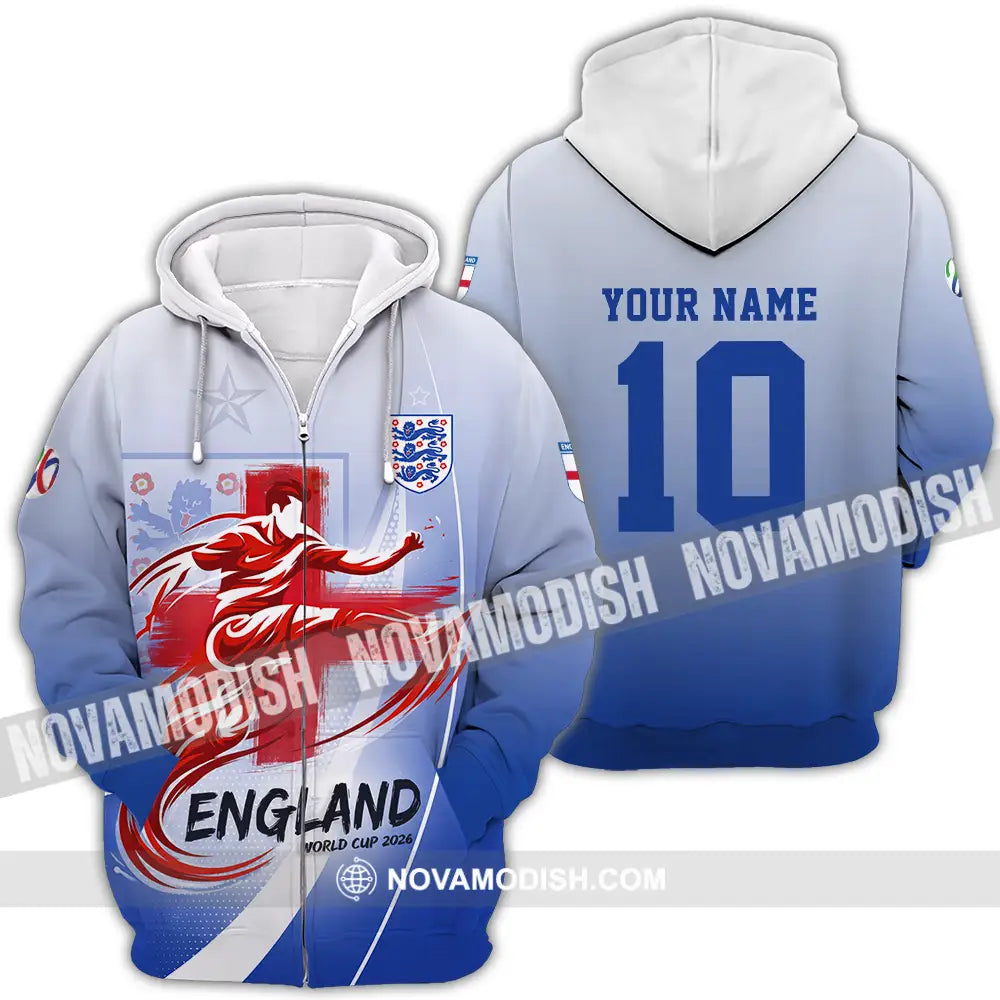 Unisex Shirt - Custom England FIFA World Cup 2026 3D Shirt Zipper Hoodie / S T-shirt
