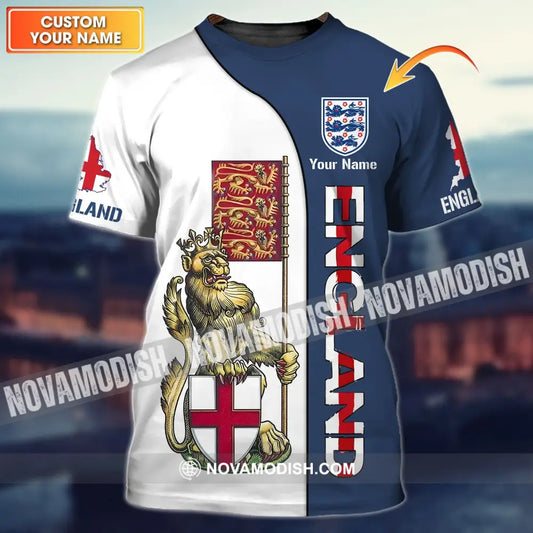 Unisex Shirt - Custom England Football Name T-Shirt England Three Lion T-shirt