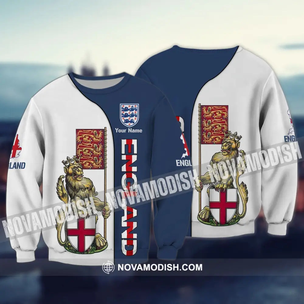 Unisex Shirt - Custom England Football Name T-Shirt England Three Lion Long Sleeve / S T-shirt