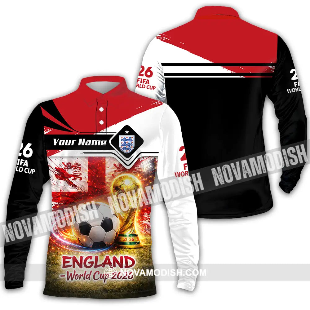 Unisex Shirt - Custom England World Cup 2026 3D Shirt - Long Sleeve Polo / S - T-shirt