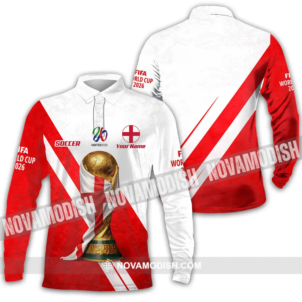 Unisex Shirt - Custom England World Cup 2026 3D Shirt - Long Sleeve Polo / S - T-shirt