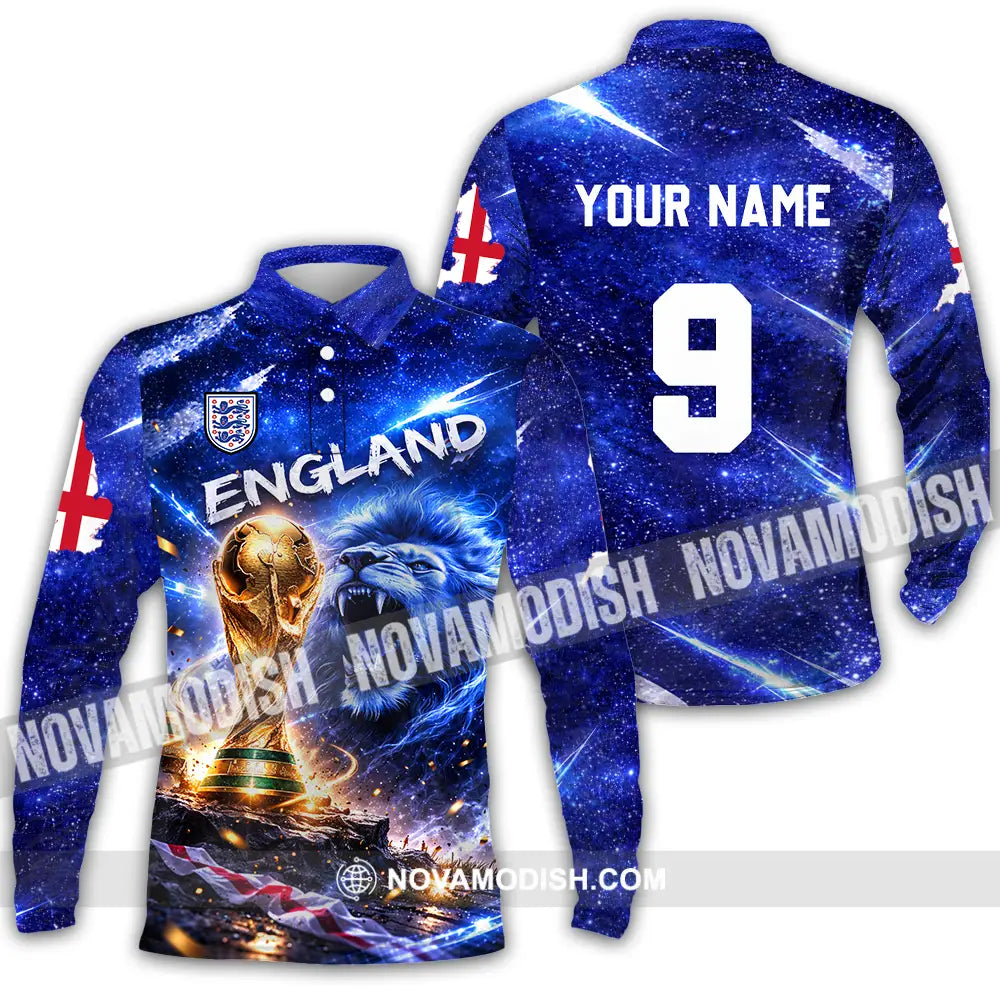 Unisex Shirt - Custom England World Cup 2026 3D Shirt Long Sleeve Polo / S T-shirt