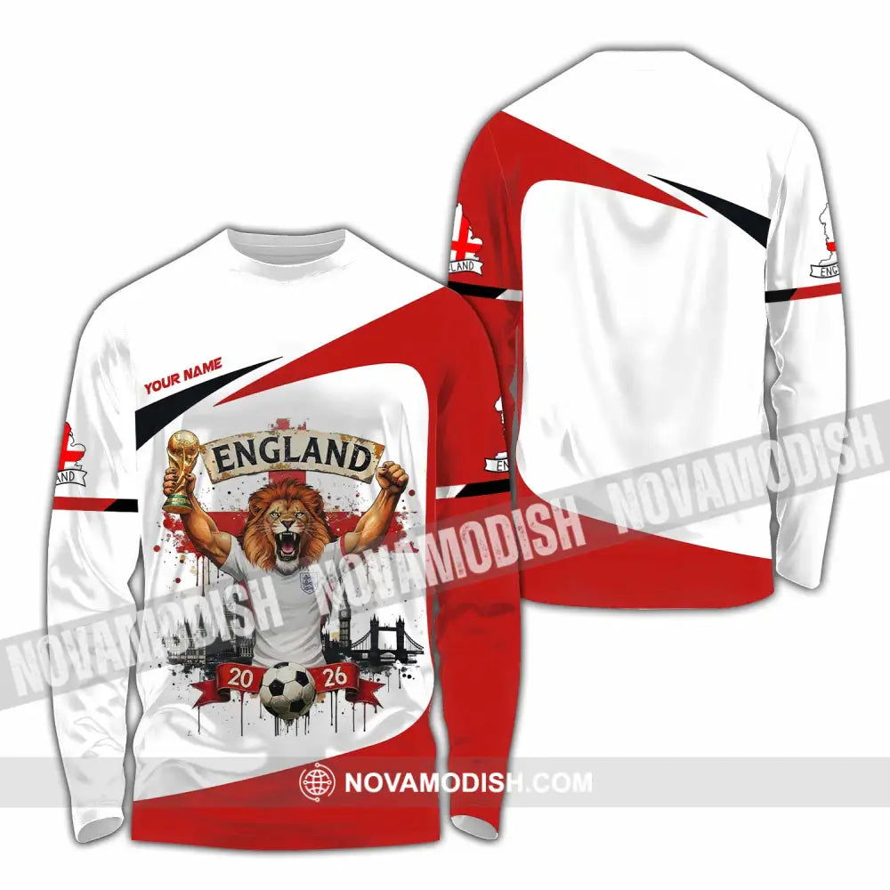 Unisex Shirt - Custom England World Cup 2026 3D Shirt Long Sleeve Shirt / S T-shirt