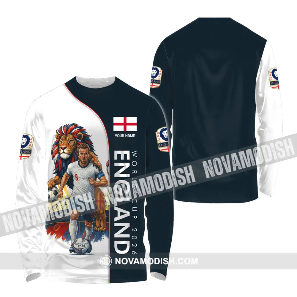 Unisex Shirt - Custom England World Cup 2026 3D Shirt Long Sleeve Shirt / S T-shirt