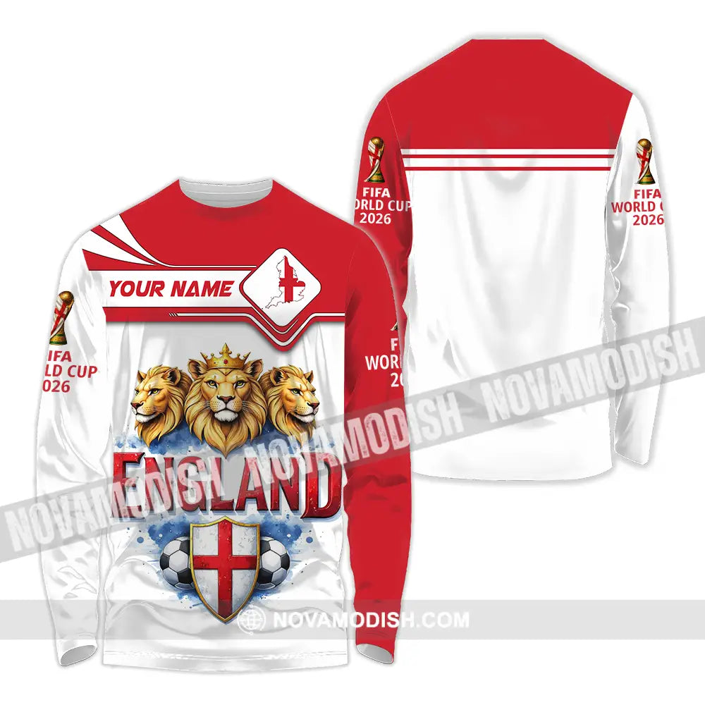 Unisex Shirt - Custom England World Cup 2026 3D Shirt Long Sleeve Shirt / S T-shirt