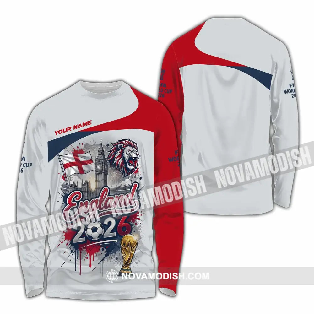 Unisex Shirt - Custom England World Cup 2026 3D Shirt - Long Sleeve Shirt / S - T-shirt