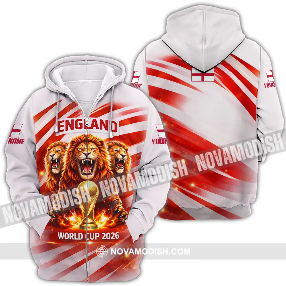 Unisex Shirt - Custom England World Cup 2026 3D Shirt - Zipper Hoodie / S - T-shirt