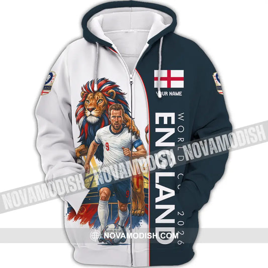 Unisex Shirt - Custom England World Cup 2026 3D Shirt Zipper Hoodie / S T-shirt