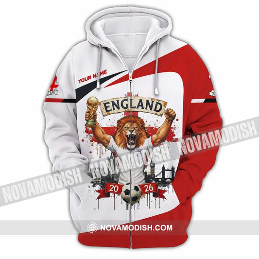 Unisex Shirt - Custom England World Cup 2026 3D Shirt Zipper Hoodie / S T-shirt