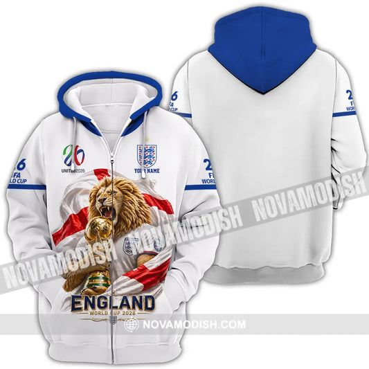 Unisex Shirt - Custom England World Cup 2026 3D Shirt - Zipper Hoodie / S - T-shirt