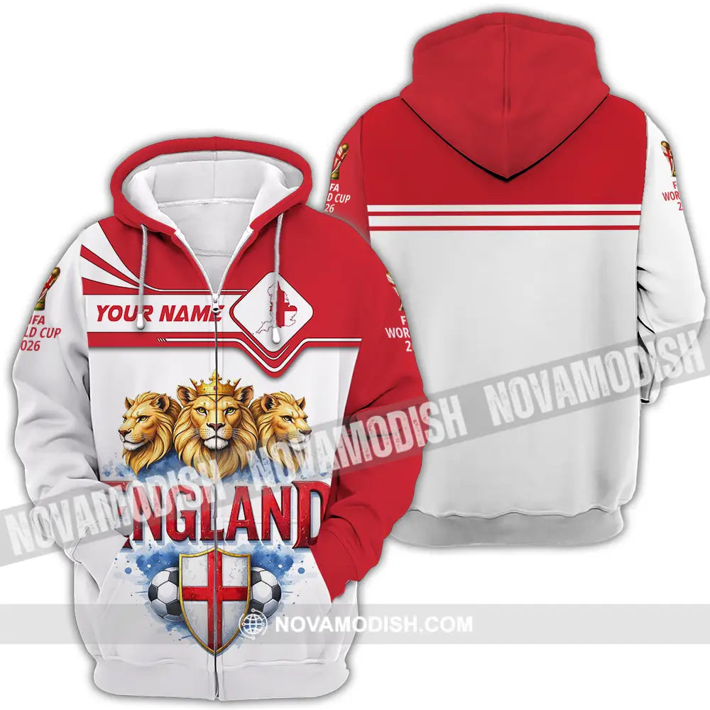 Unisex Shirt - Custom England World Cup 2026 3D Shirt Zipper Hoodie / S T-shirt