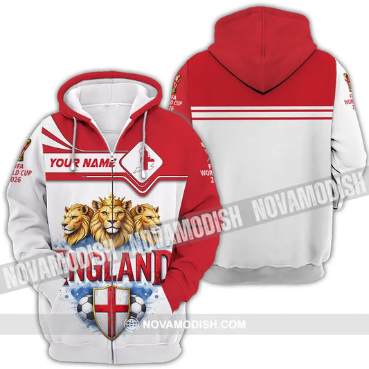 Unisex Shirt - Custom England World Cup 2026 3D Shirt Zipper Hoodie / S T-shirt
