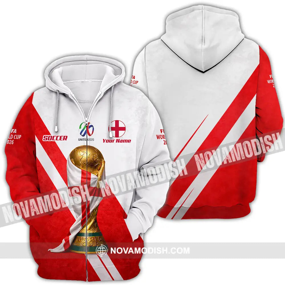 Unisex Shirt - Custom England World Cup 2026 3D Shirt - Zipper Hoodie / S - T-shirt