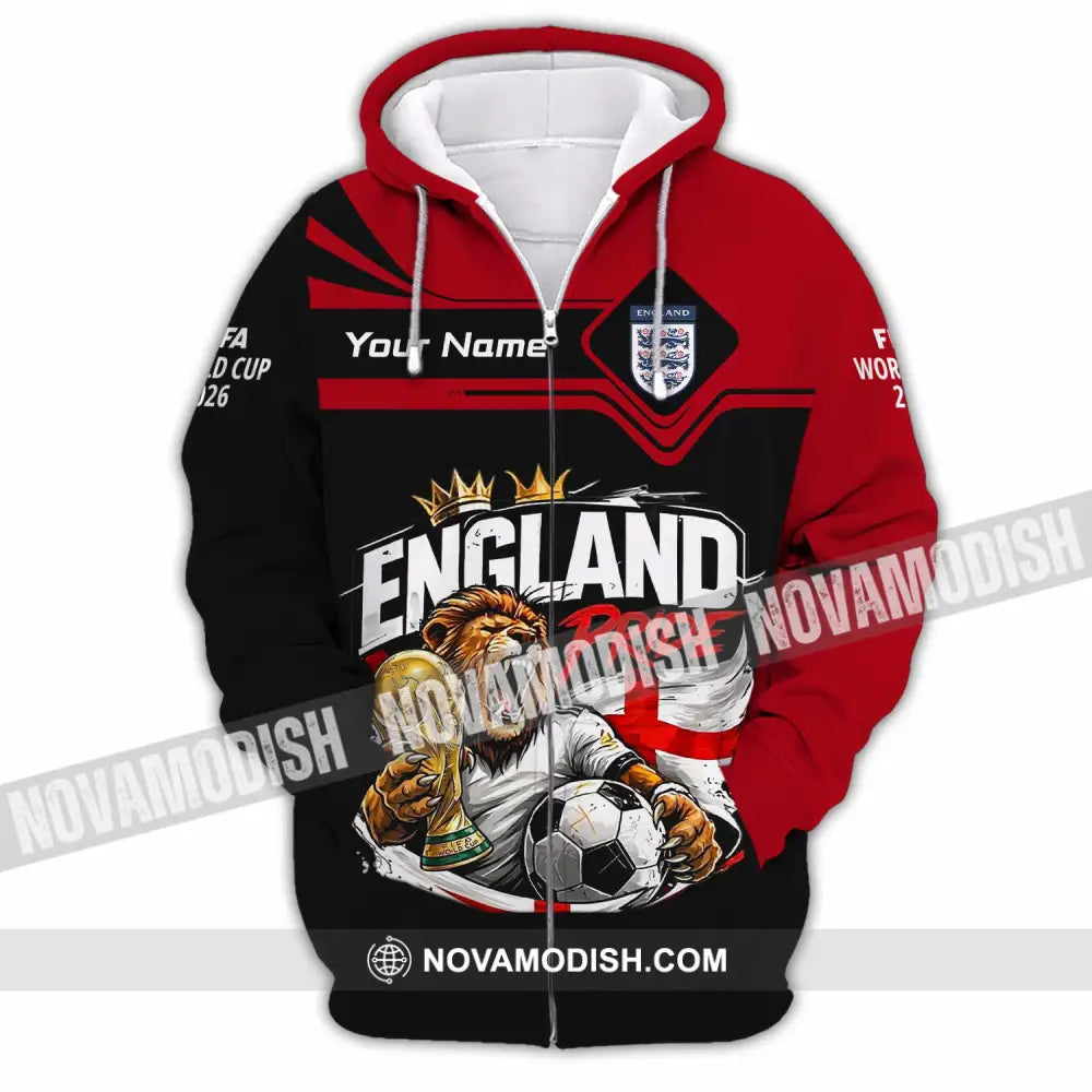 Unisex Shirt - Custom England World Cup 2026 3D Shirt - Zipper Hoodie / S - T-shirt