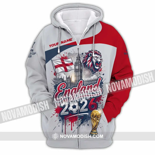 Unisex Shirt - Custom England World Cup 2026 3D Shirt - Zipper Hoodie / S - T-shirt