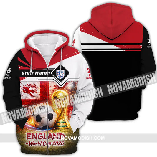 Unisex Shirt - Custom England World Cup 2026 3D Shirt - Zipper Hoodie / S - T-shirt