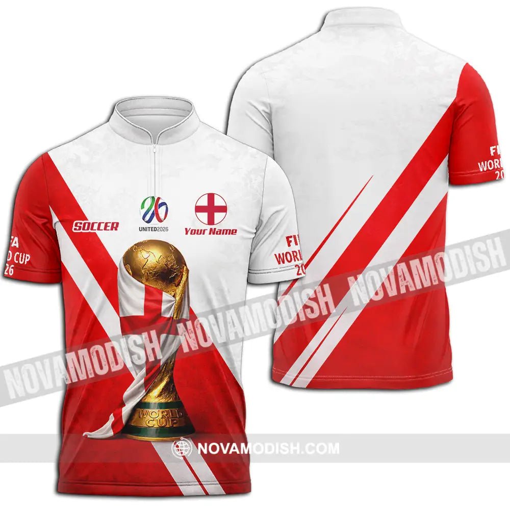 Unisex Shirt - Custom England World Cup 2026 3D Shirt - Zipper Polo Shirt / S - T-shirt