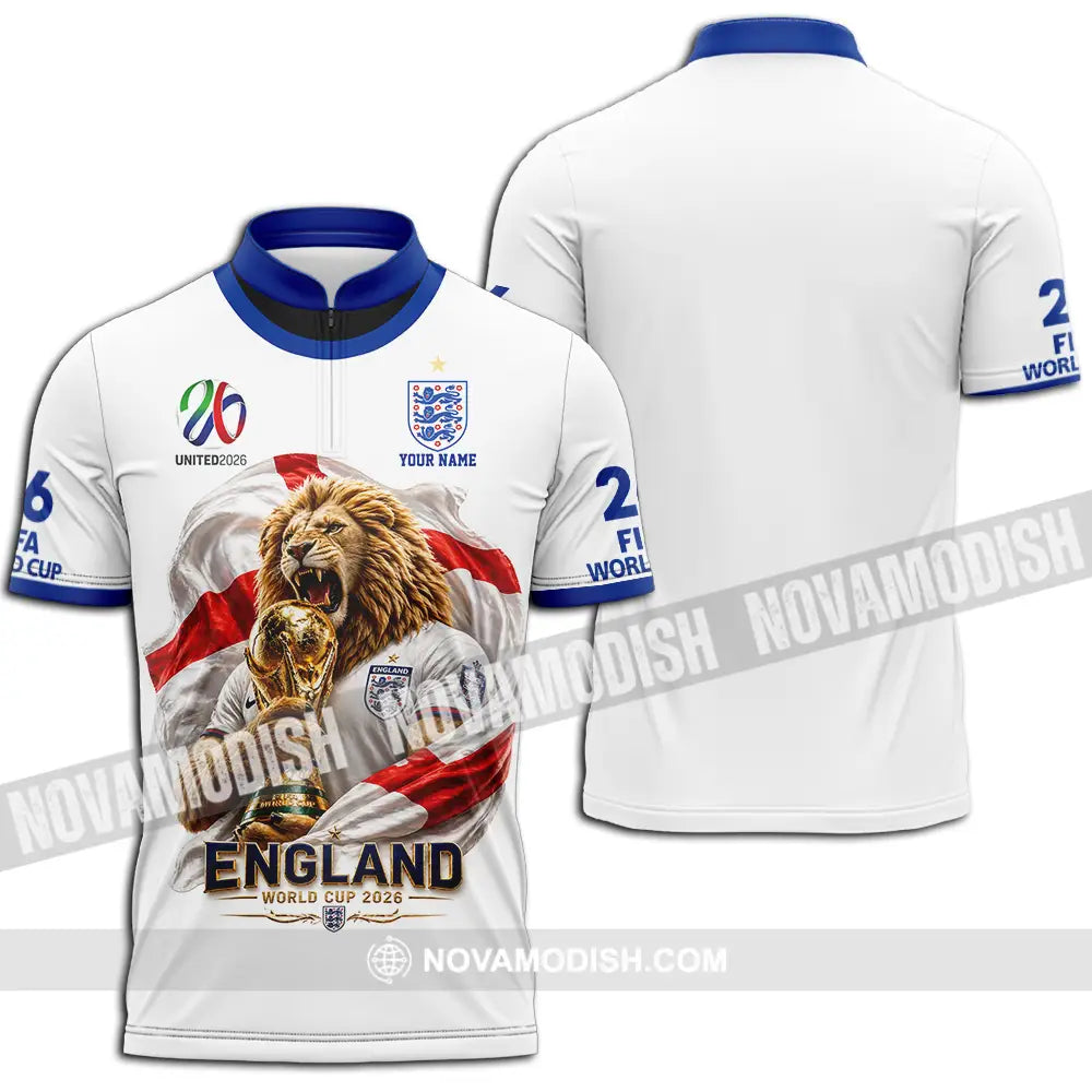 Unisex Shirt - Custom England World Cup 2026 3D Shirt - Zipper Polo Shirt / S - T-shirt