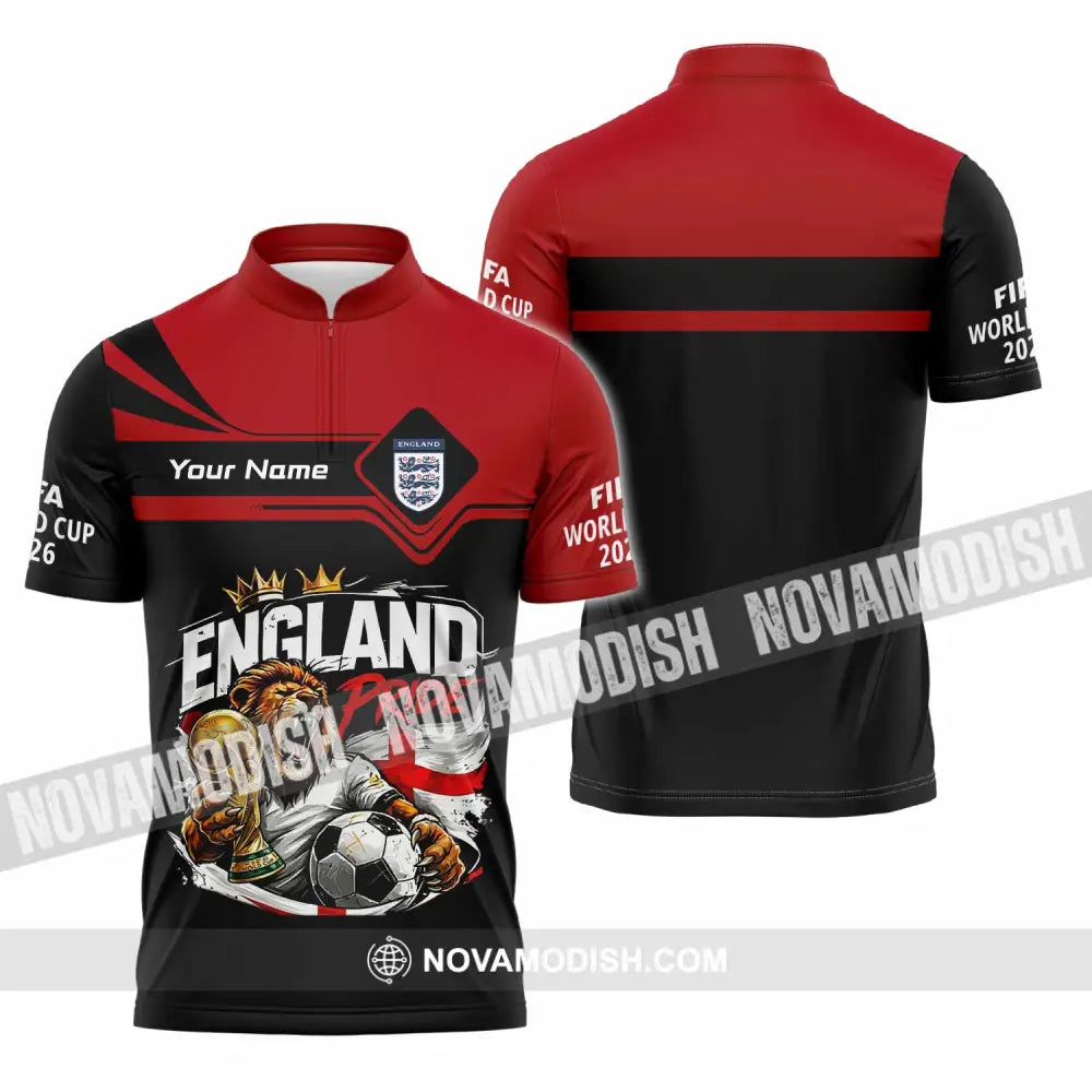 Unisex Shirt - Custom England World Cup 2026 3D Shirt - Zipper Polo Shirt / S - T-shirt