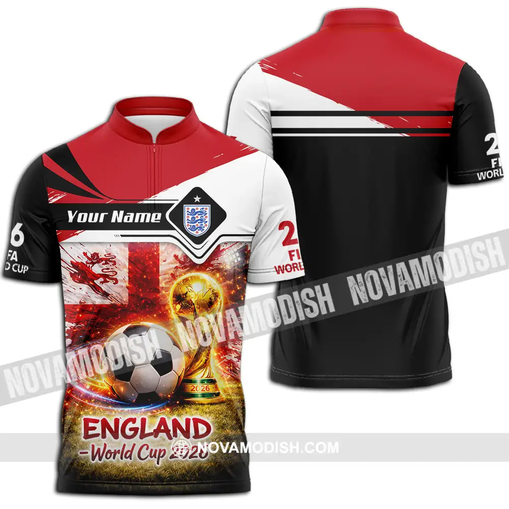 Unisex Shirt - Custom England World Cup 2026 3D Shirt - Zipper Polo Shirt / S - T-shirt