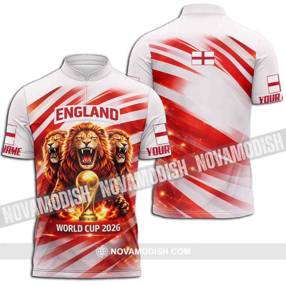 Unisex Shirt - Custom England World Cup 2026 3D Shirt - Zipper Polo Shirt / S - T-shirt