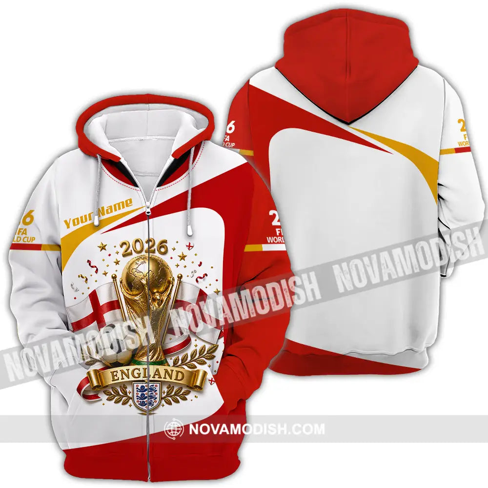 Unisex Shirt - Custom England World Cup 2026 Shirt - Zipper Hoodie / S - T-shirt