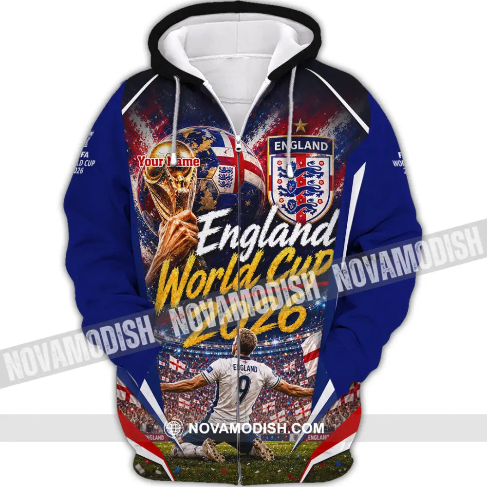 Unisex Shirt - Custom England World Cup 2026 Shirt - Zipper Hoodie / S - T-shirt