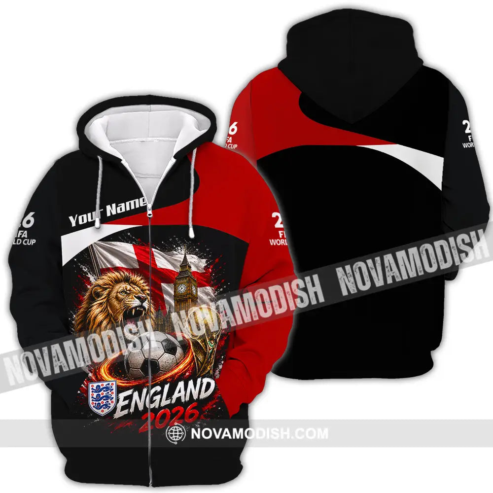Unisex Shirt - Custom England World Cup 2026 Shirt - Zipper Hoodie / S - T-shirt
