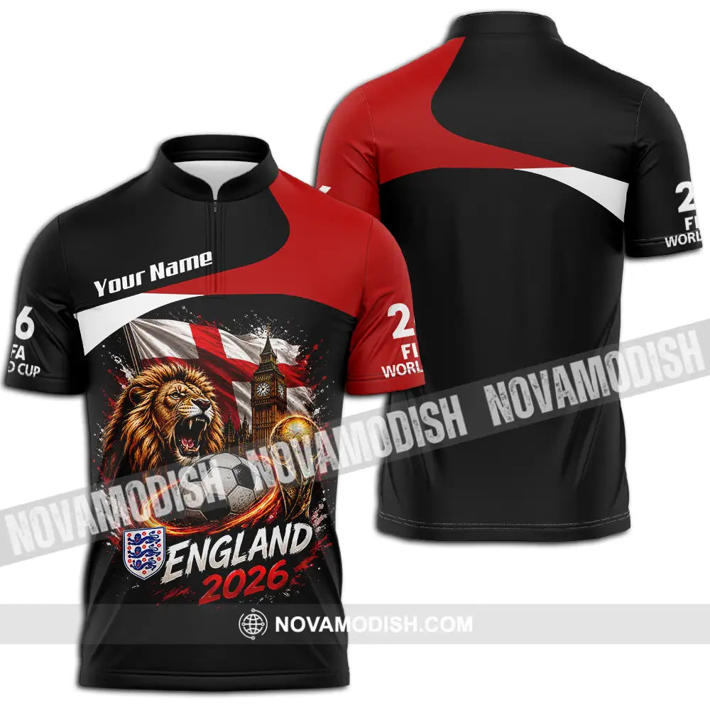 Unisex Shirt - Custom England World Cup 2026 Shirt - Zipper Polo Shirt / S - T-shirt