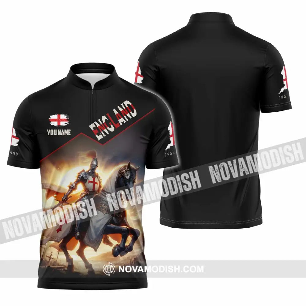 Unisex Shirt - Custom England Shirt Zipper Polo Shirt / S T-shirt