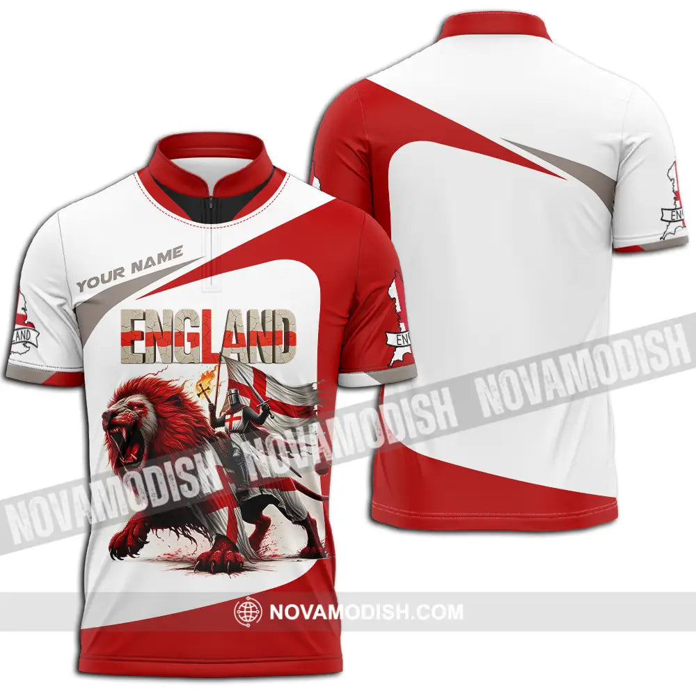 Unisex Shirt - Custom England Shirt Zipper Polo Shirt / S T-shirt