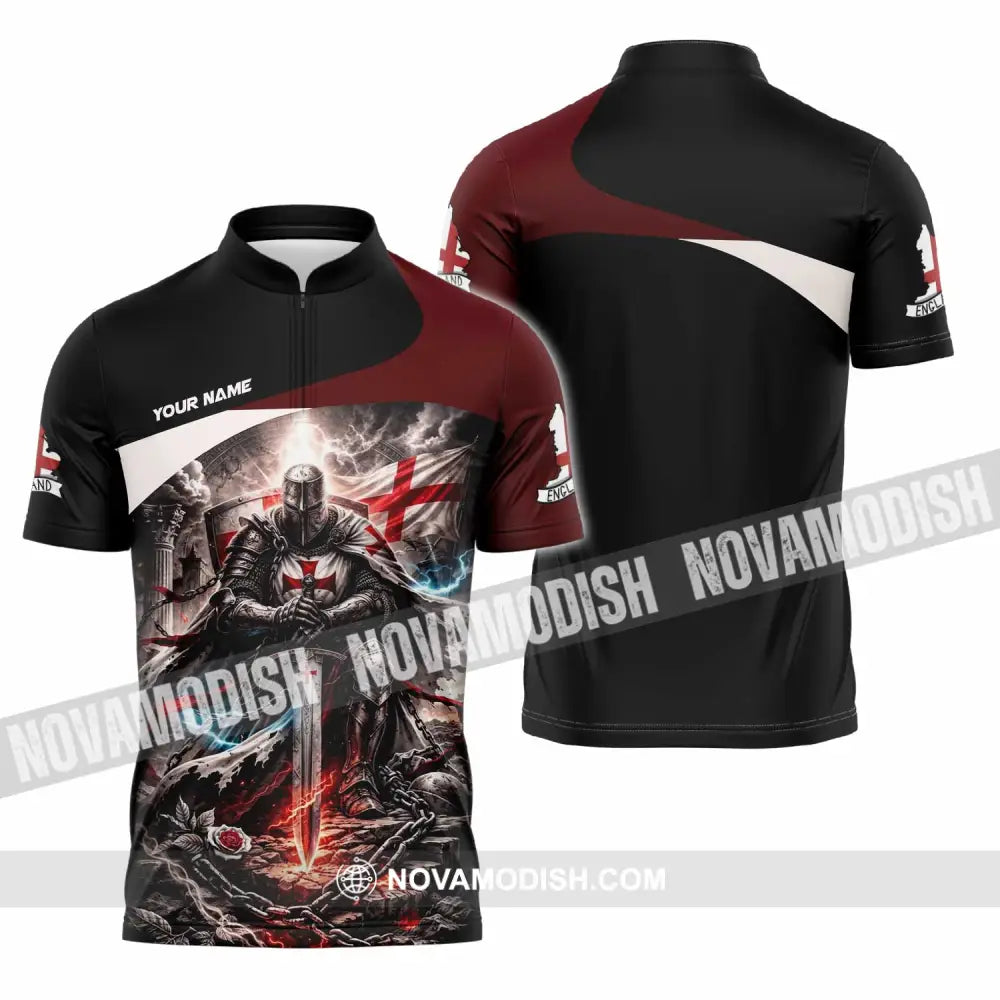 Unisex Shirt - Custom England Shirt - Zipper Polo Shirt / S - T-shirt