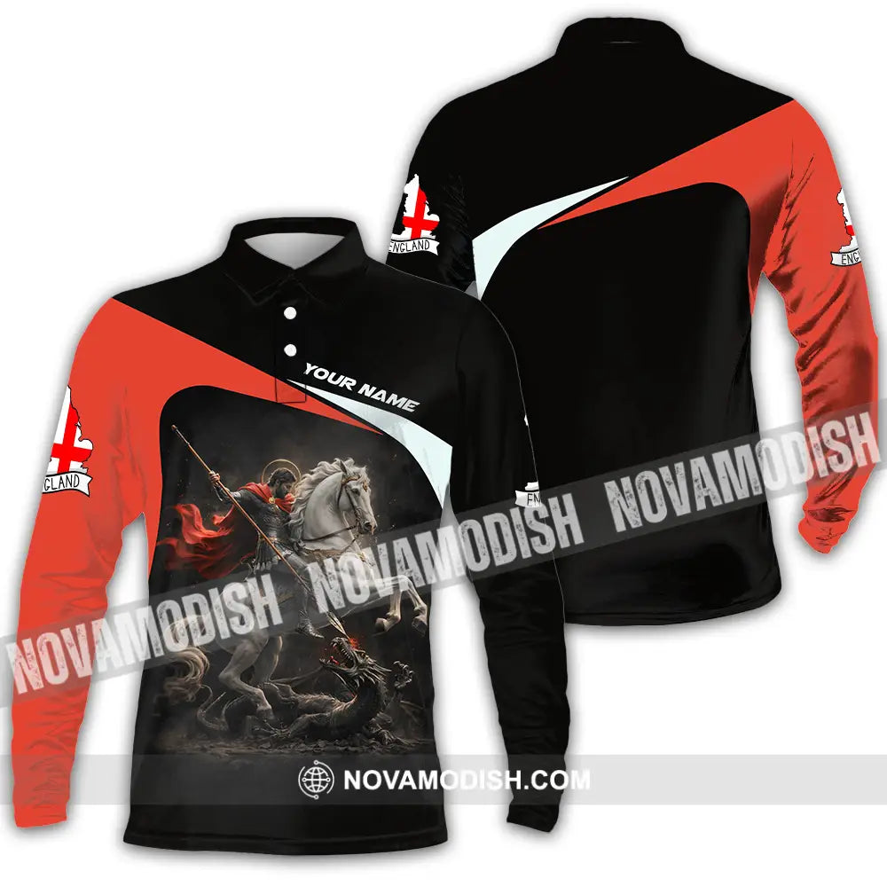 Unisex Shirt - Custom English Horseman 3D Shirt Long Sleeve Polo / S T-shirt