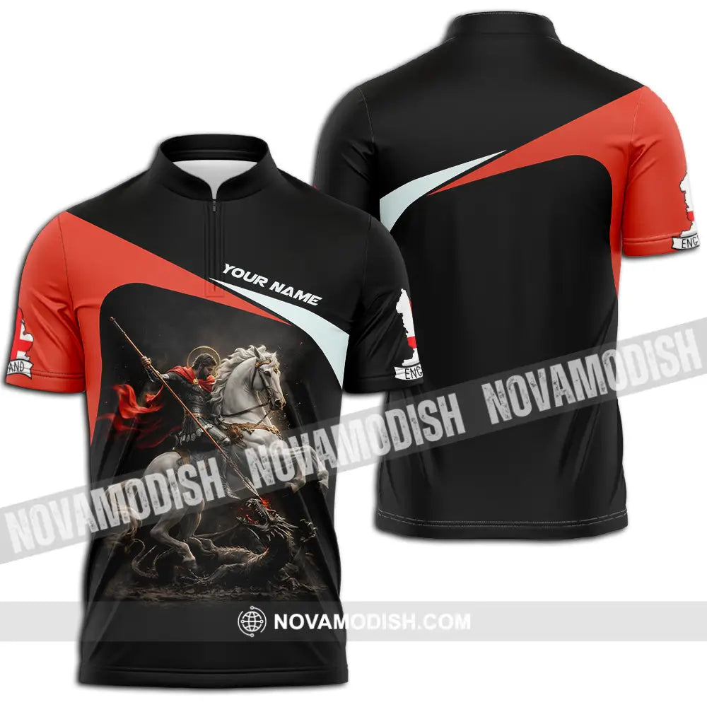 Unisex Shirt - Custom English Horseman 3D Shirt Zipper Polo Shirt / S T-shirt