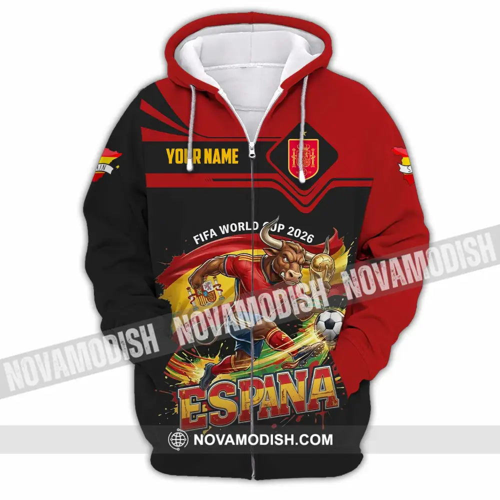 Unisex Shirt - Custom Espana Spain Fifa World Cup 2026 3D Shirt Zipper Hoodie / S T-shirt