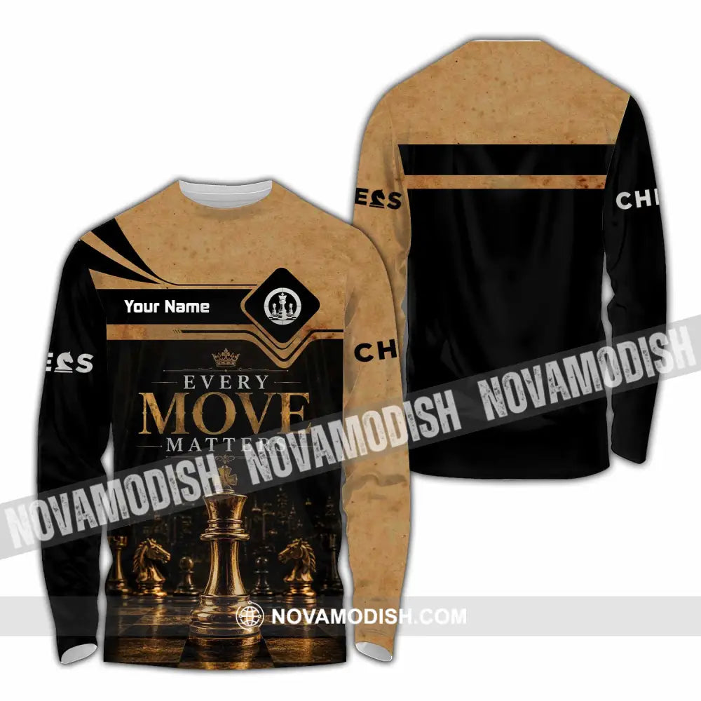 Unisex Shirt - Custom Every Move Matters Chess Shirt - Long Sleeve Shirt / S - T-shirt
