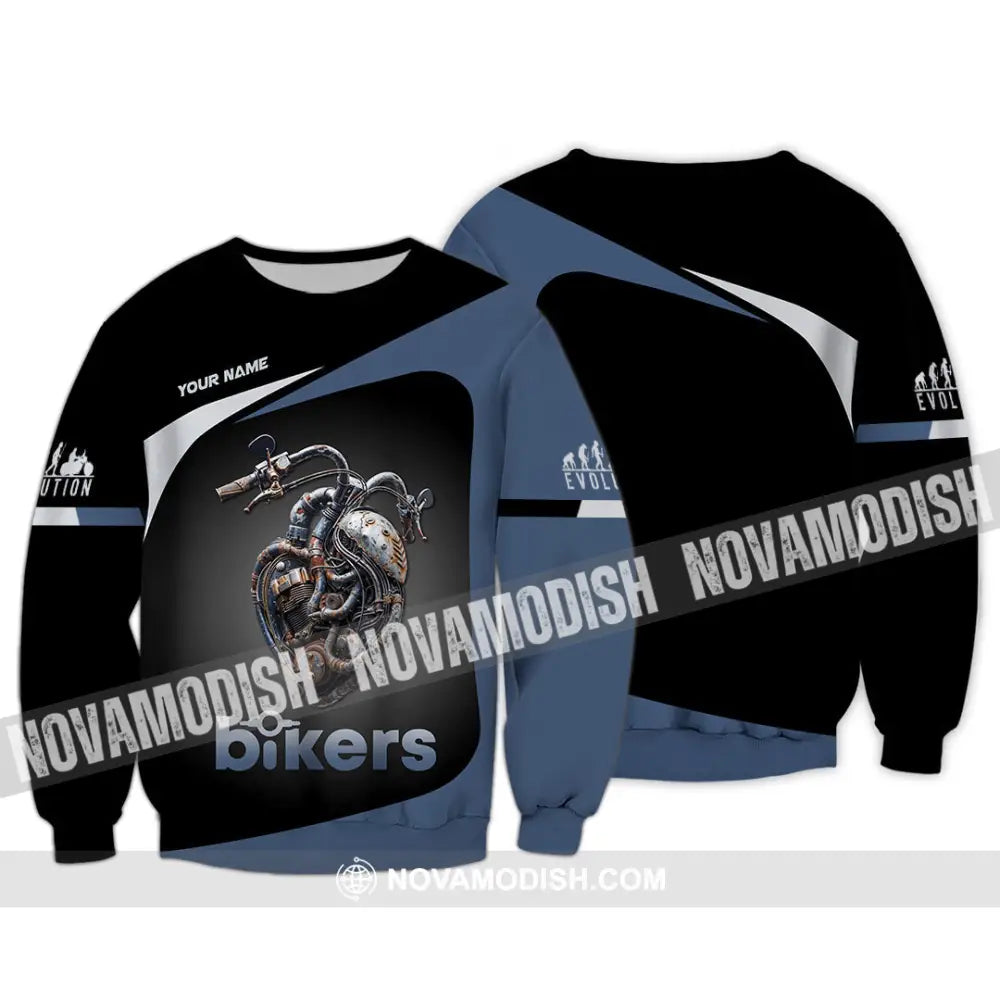 Unisex Shirt - Custom Evolution Heart Biker Shirt Long Sleeve / S T-shirt