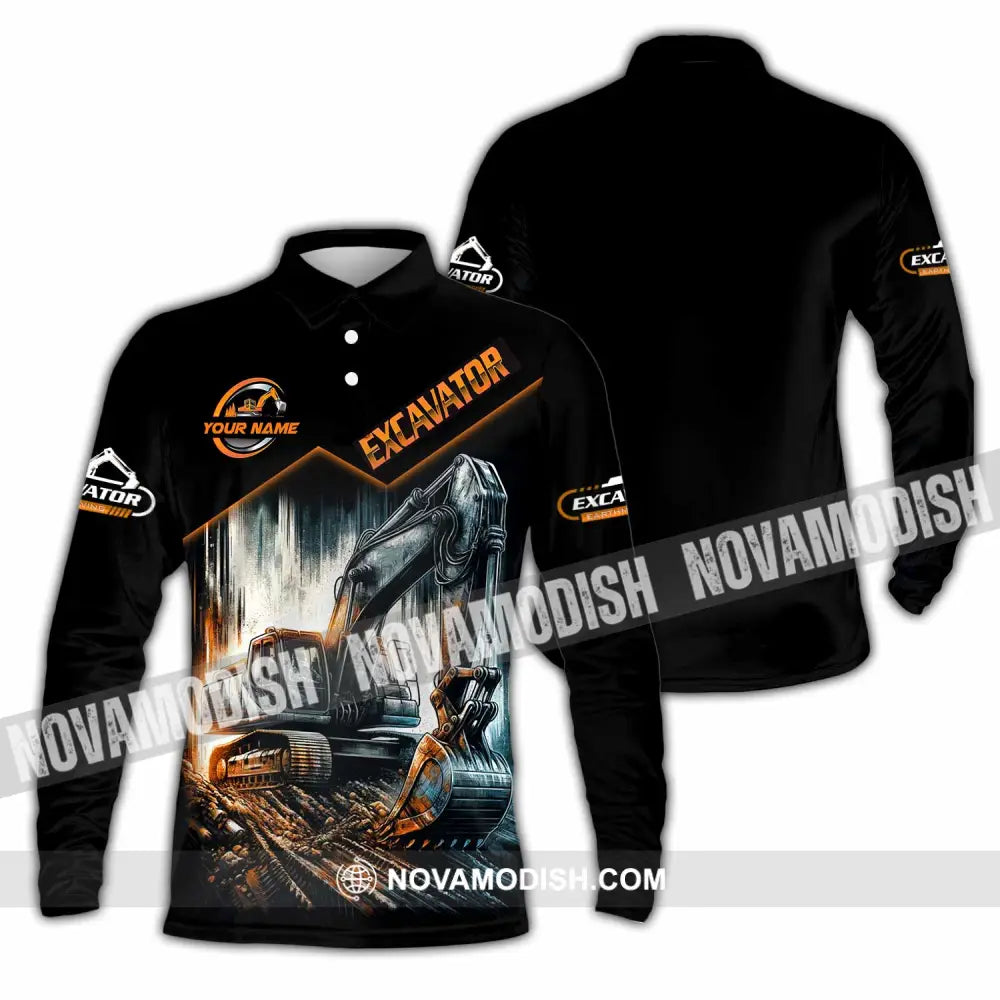Unisex Shirt - Custom Excavator Shirt - Long Sleeve Polo / S - T-shirt