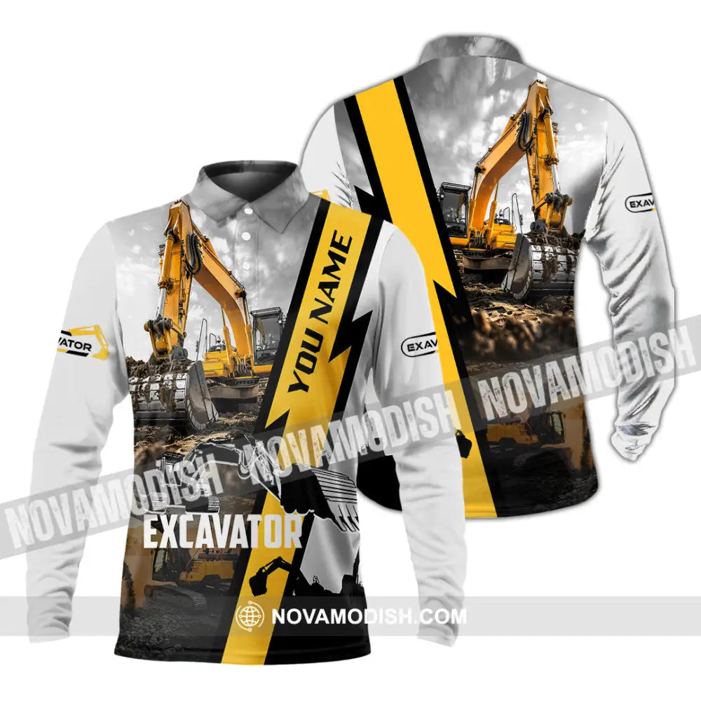 Unisex Shirt - Custom Excavator Shirt - Long Sleeve Polo / S - T-shirt