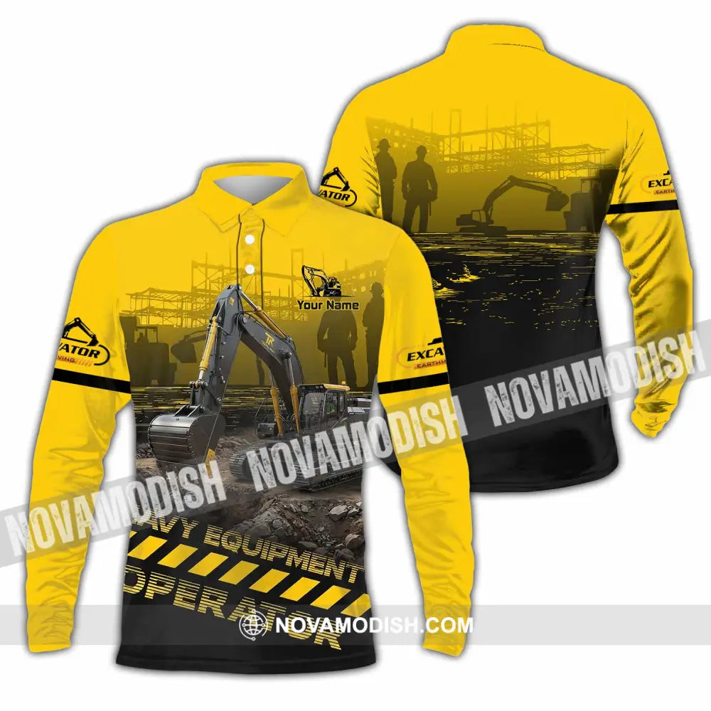 Unisex Shirt - Custom Excavator Shirt - Long Sleeve Polo / S - T-shirt