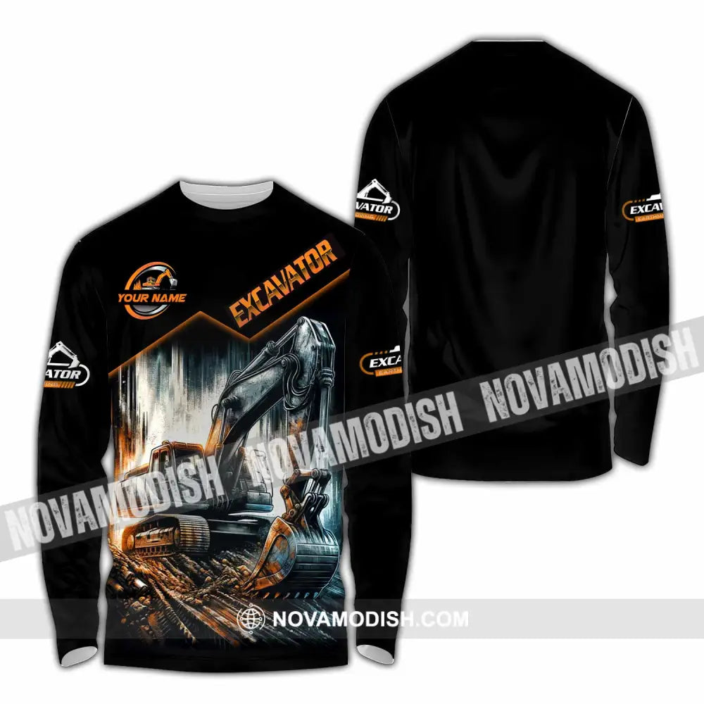 Unisex Shirt - Custom Excavator Shirt - Long Sleeve Shirt / S - T-shirt