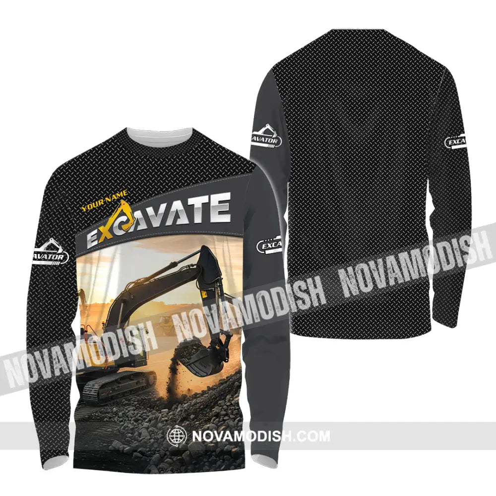 Unisex Shirt - Custom Excavator Shirt - Long Sleeve Shirt / S - T-shirt
