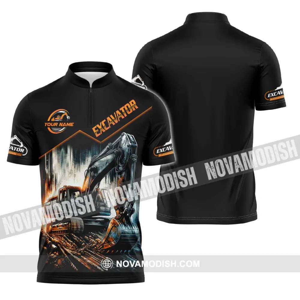 Unisex Shirt - Custom Excavator Shirt - Zipper Polo Shirt / S - T-shirt