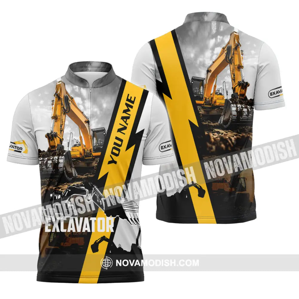 Unisex Shirt - Custom Excavator Shirt - Zipper Polo Shirt / S - T-shirt