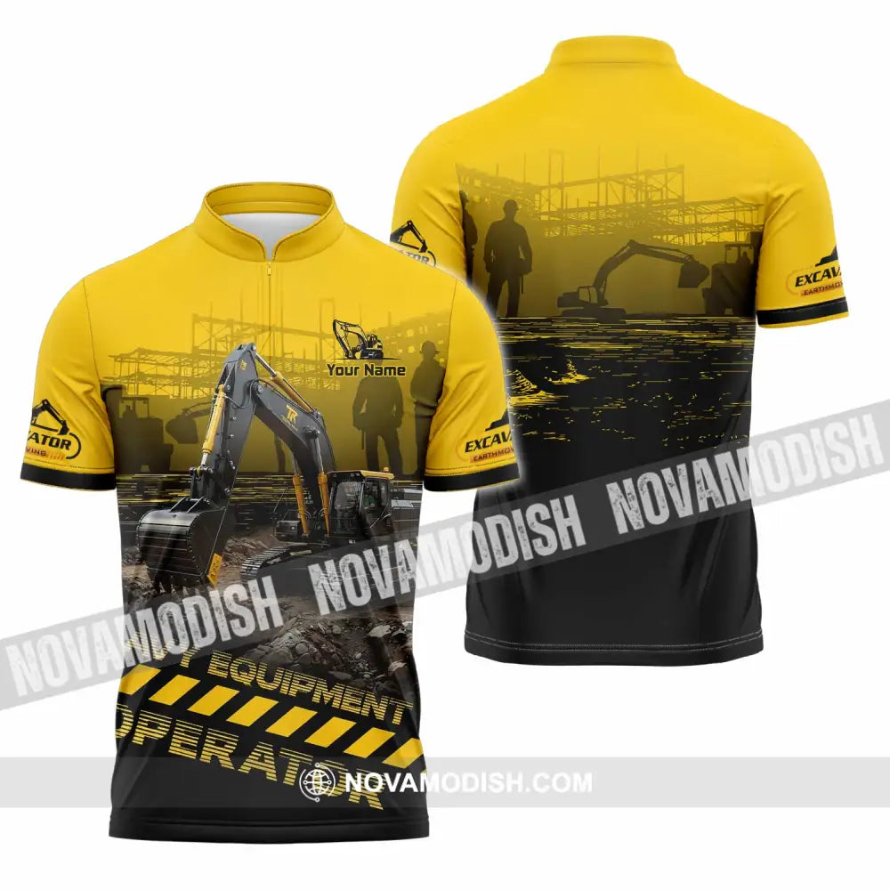 Unisex Shirt - Custom Excavator Shirt - Zipper Polo Shirt / S - T-shirt