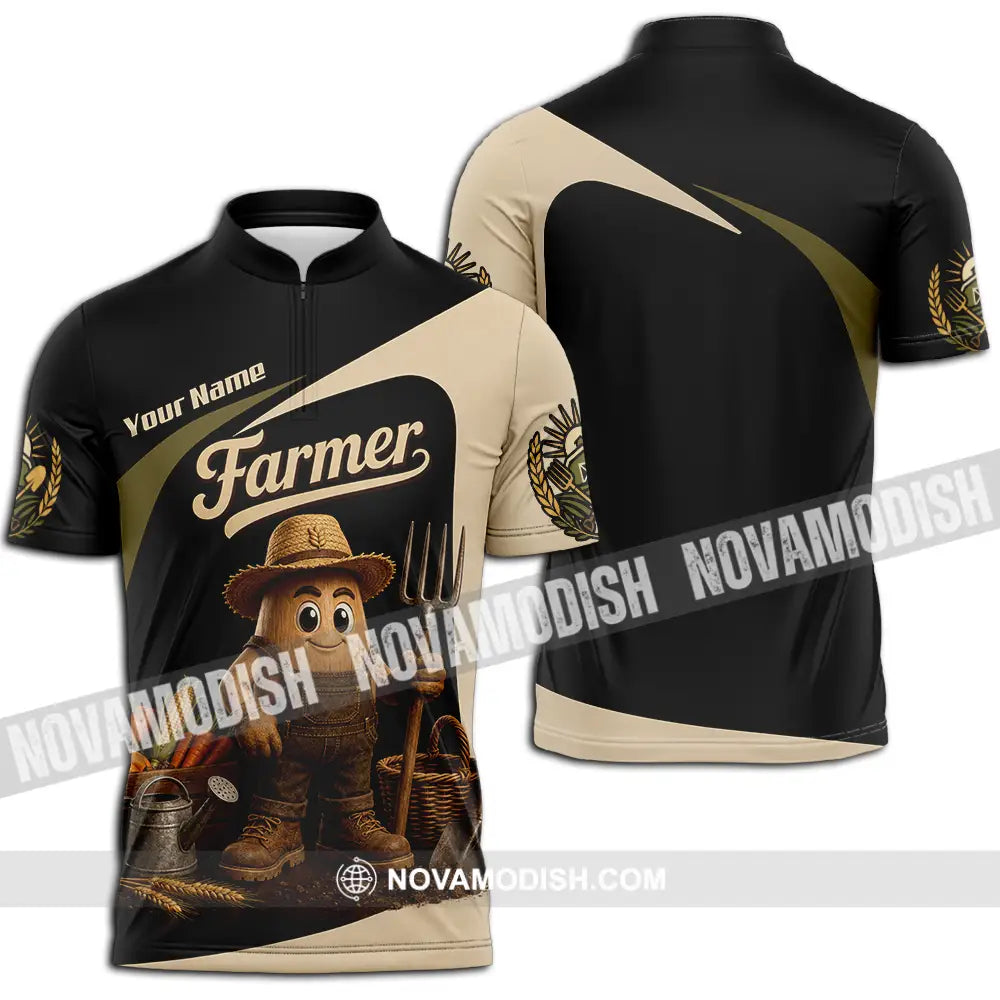 Unisex Shirt - Custom Farmer Shirt - Zipper Polo Shirt / S - T-shirt