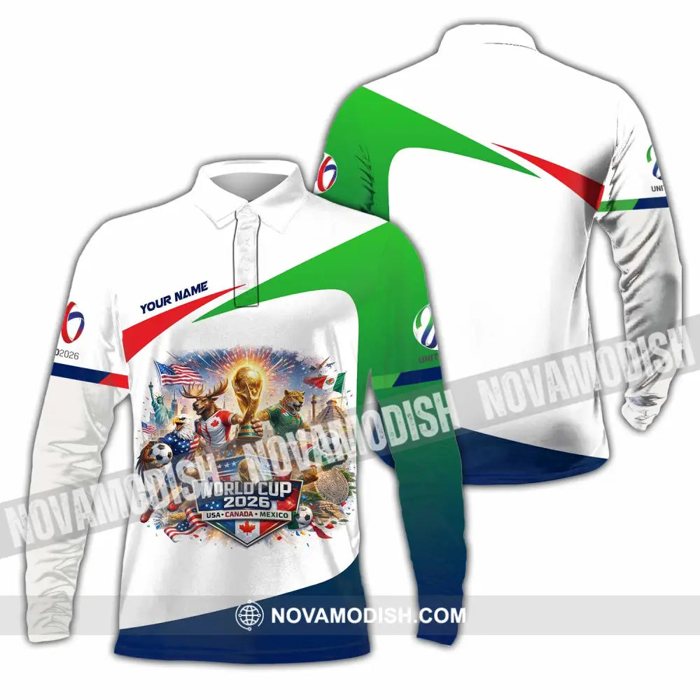 Unisex Shirt - Custom FIFA World Cup 2026 3D Shirt Long Sleeve Polo / S T-shirt