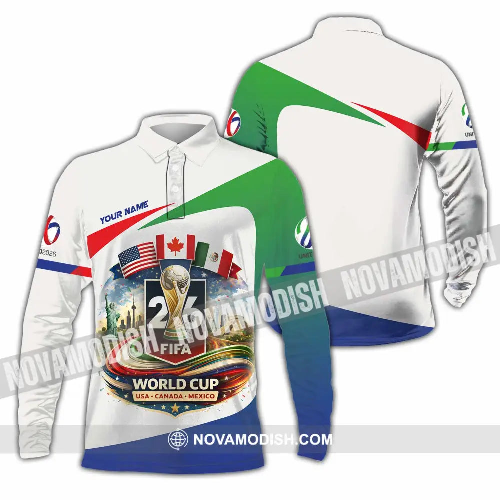 Unisex Shirt - Custom Fifa World Cup 2026 3D Shirt Long Sleeve Polo / S T-shirt